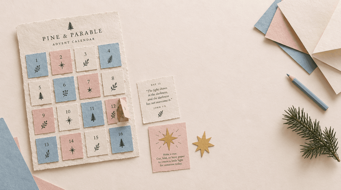 Pastel paper Advent calendar with a star-shaped activity
